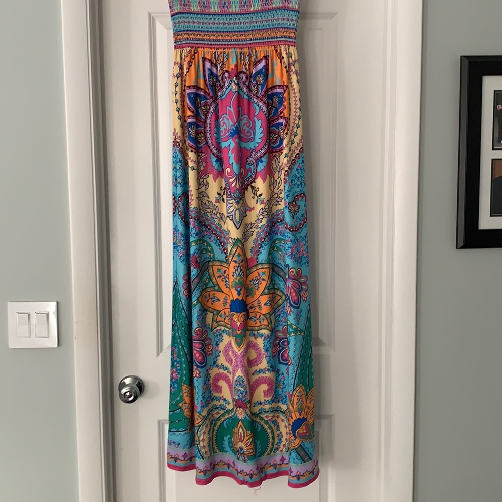 Colorful Strapless Maxi Dress